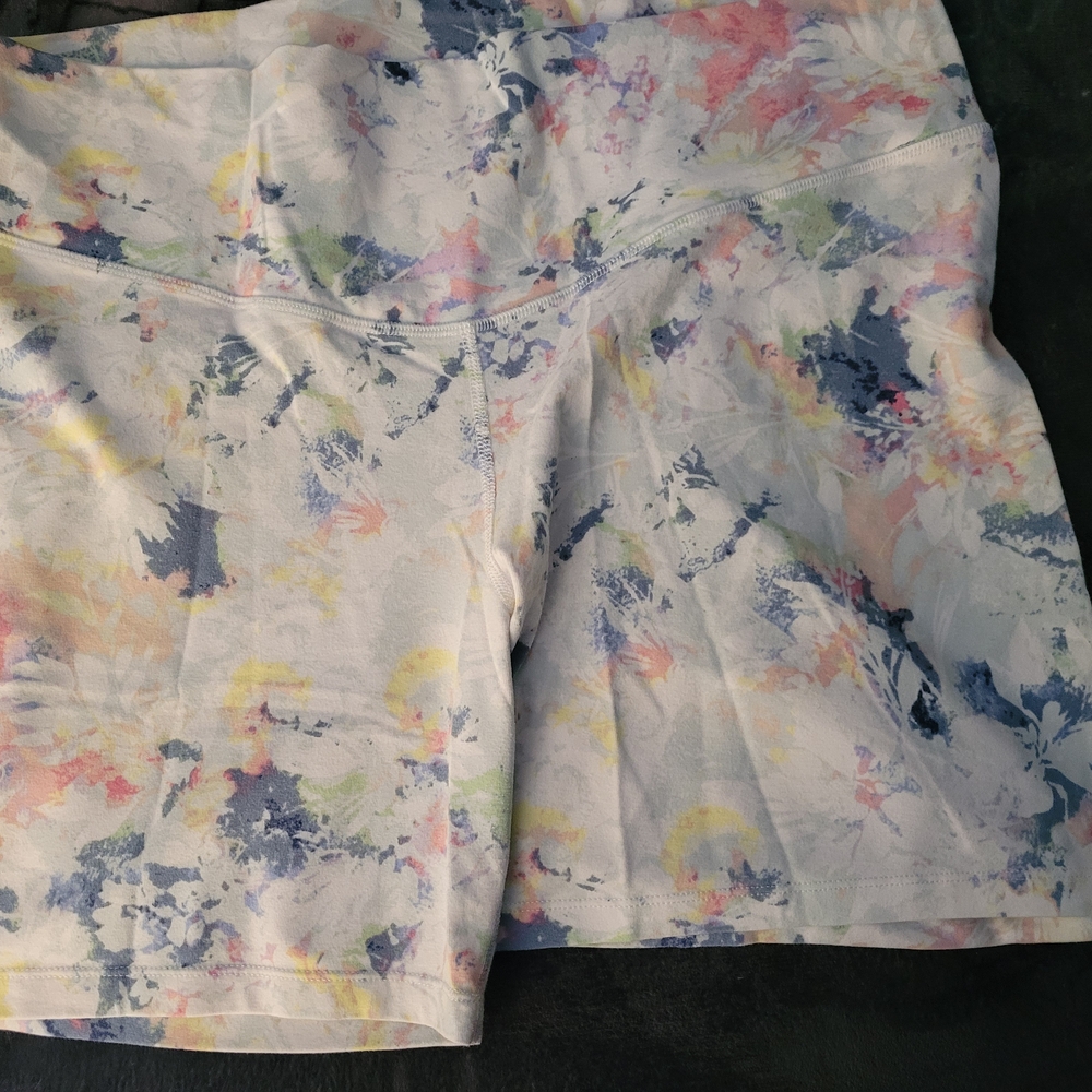 Old Navy White and Blue Bike Shorts with Artistic Pattern